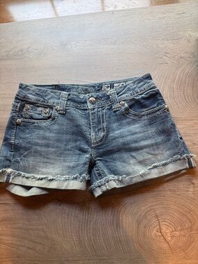 Miss Me Denim Frayed Hem Women’s Shorts - Blue